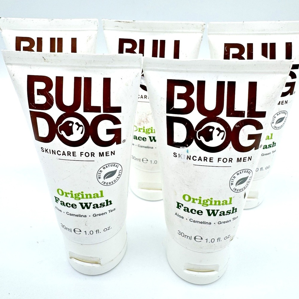 5 x Bulldog Face Wash 1oz Travel Size Original Aloe Camelina Mens Cleanser UK